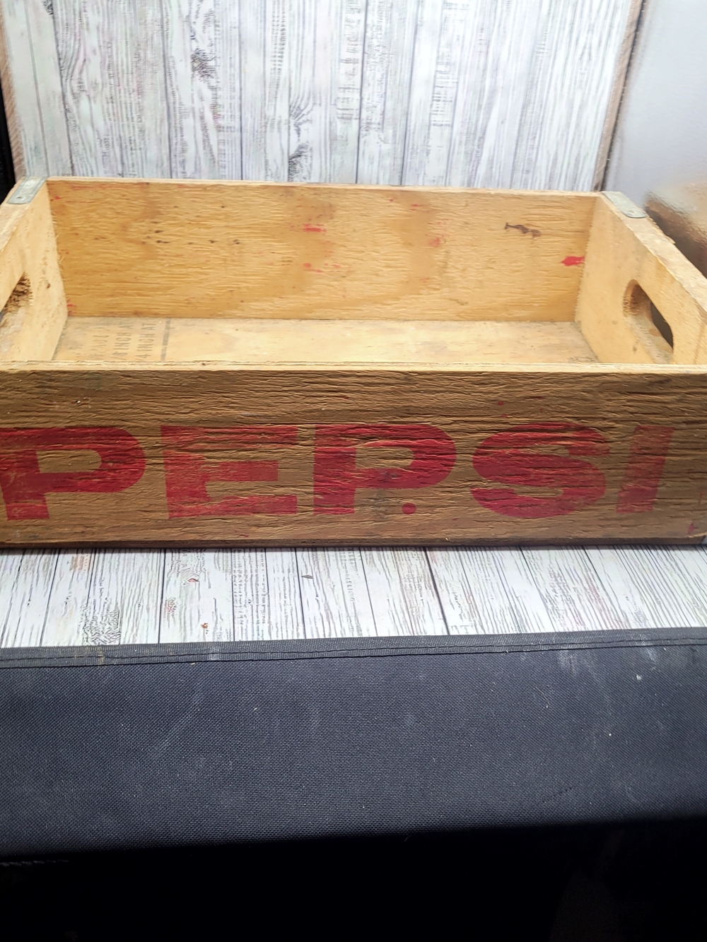 Vintage Pepsi Wooden Crate with Red Logo